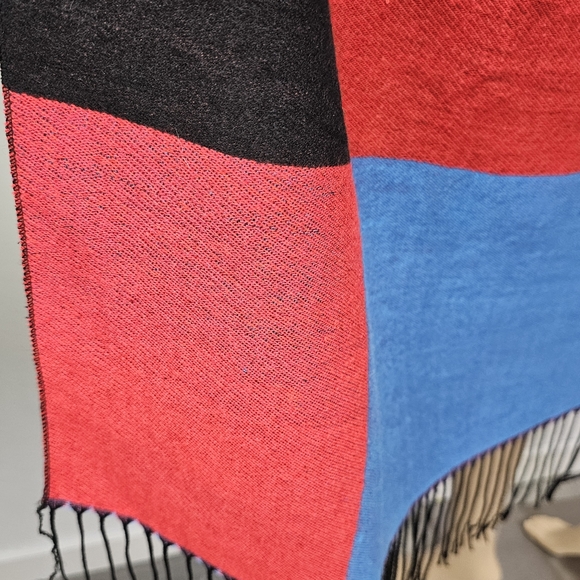 Janice Apparel Wrap Poncho Colorblock Fringed One size Country Cabincore - Picture 8 of 12